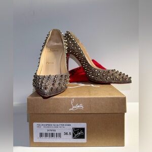 Christian Louboutin Follies Spikes 100 Glitter size 36.5